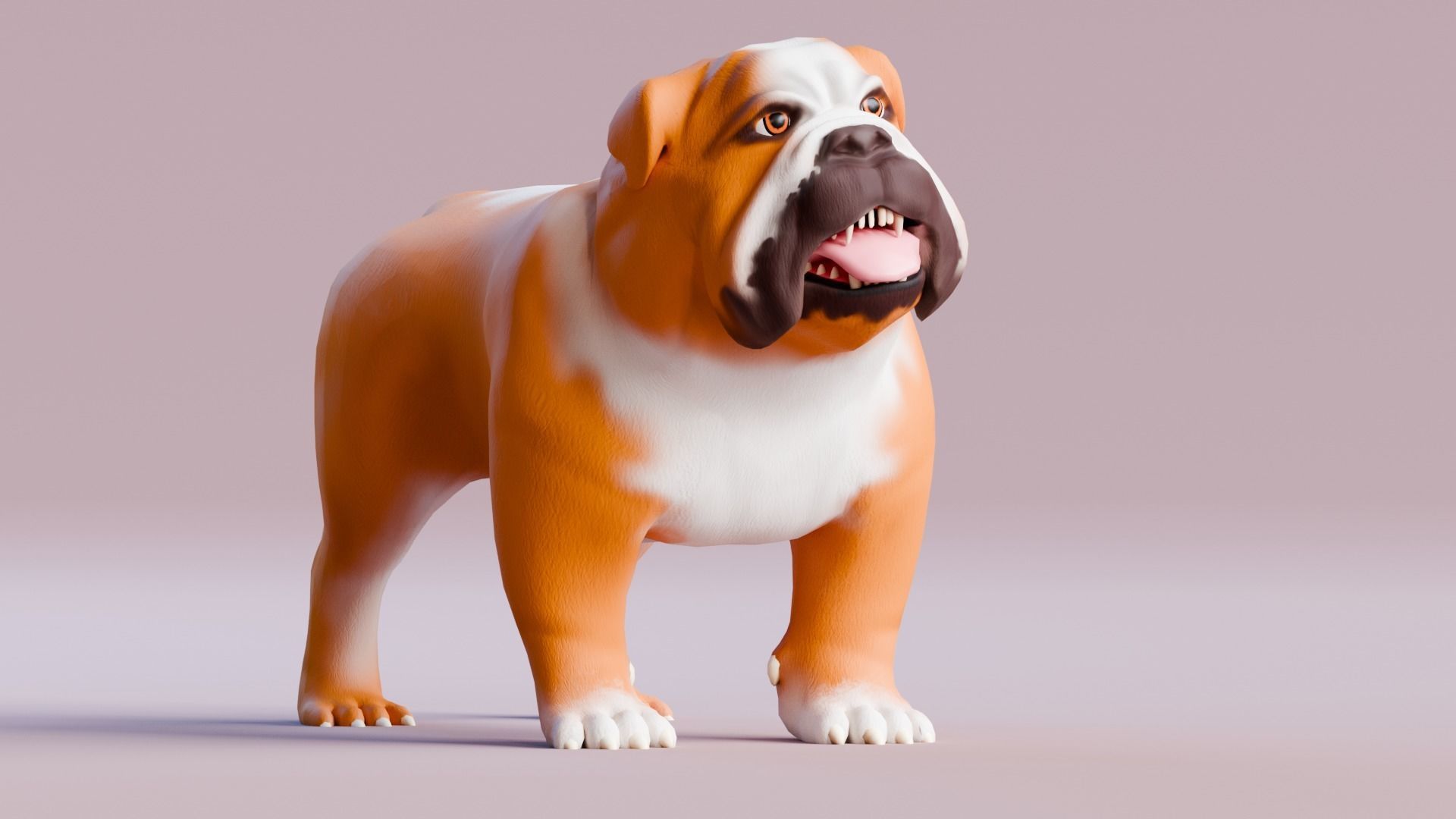 Low poly - Stylized dog - Bulldog Low-poly 3D model_2