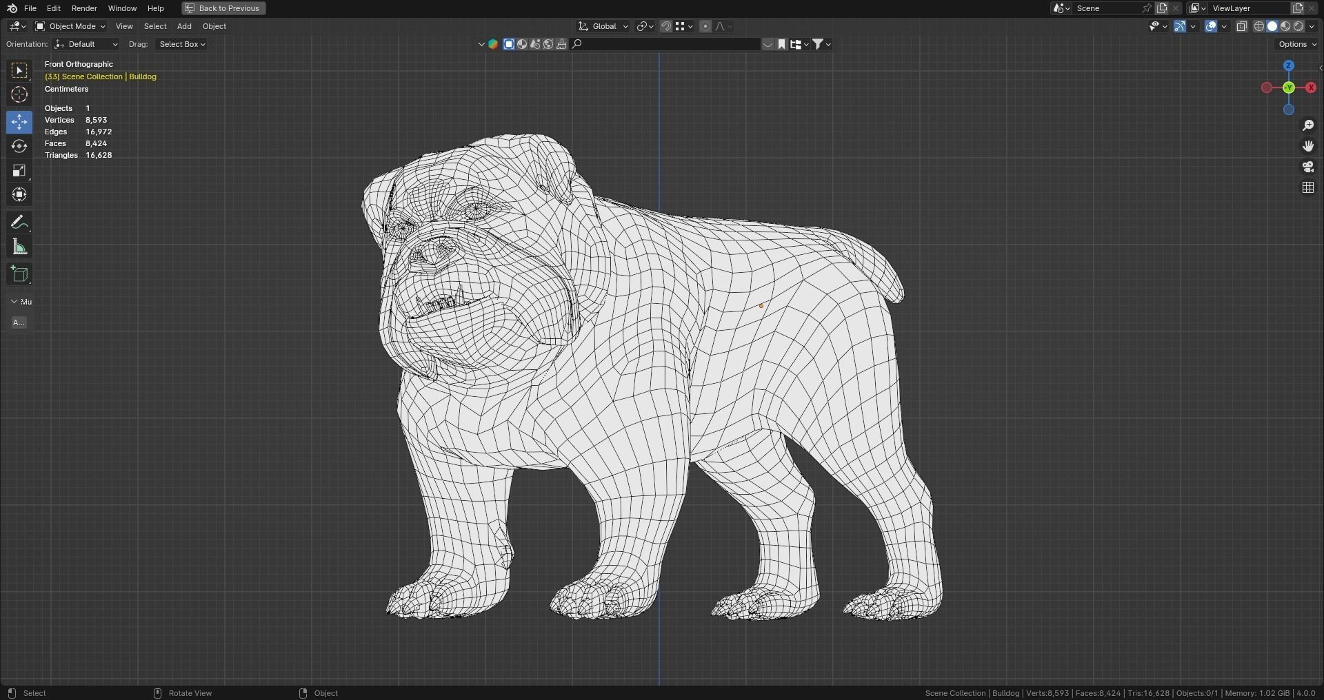Low poly - Stylized dog - Bulldog Low-poly 3D model_8