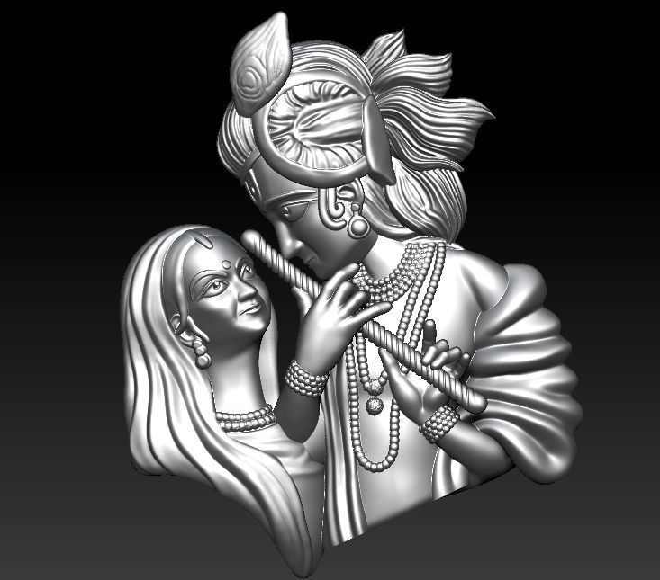 Radha Krishna Pendant 3D print model_6