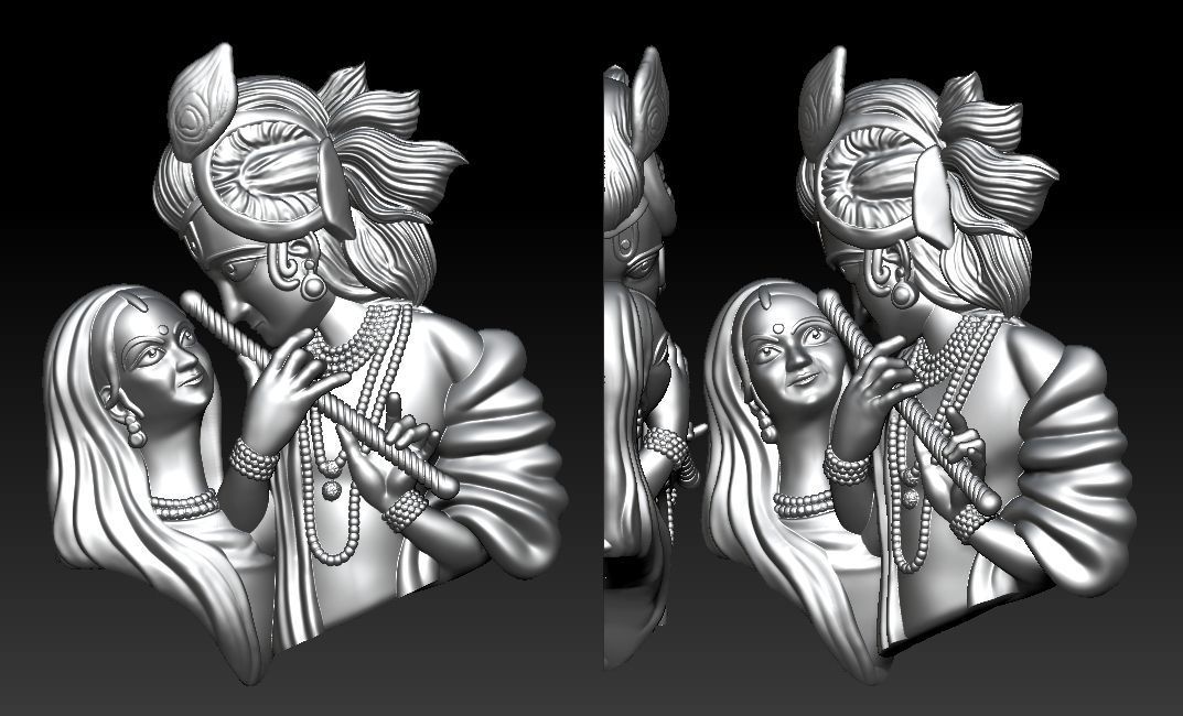 Radha Krishna Pendant 3D print model_4