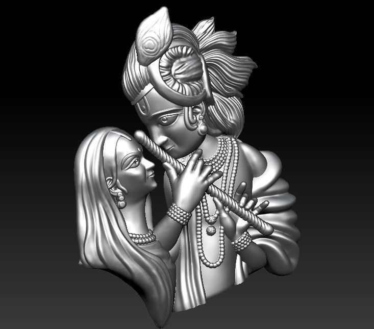 Radha Krishna Pendant 3D print model_5