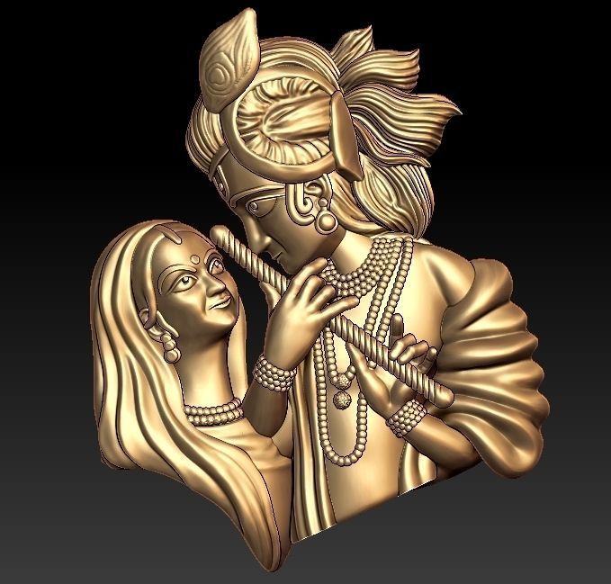 Radha Krishna Pendant 3D print model_3