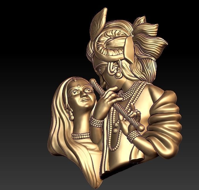 Radha Krishna Pendant 3D print model_1