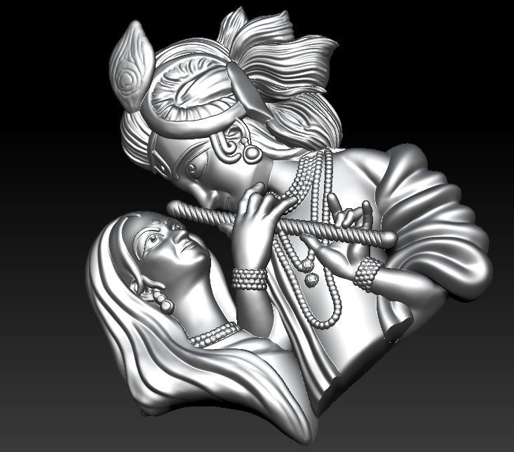 Radha Krishna Pendant 3D print model_8