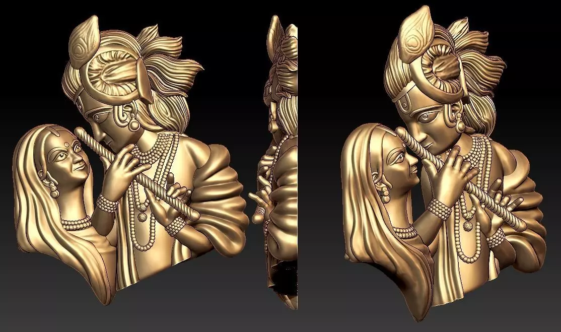 Radha Krishna Pendant 3D print model_0