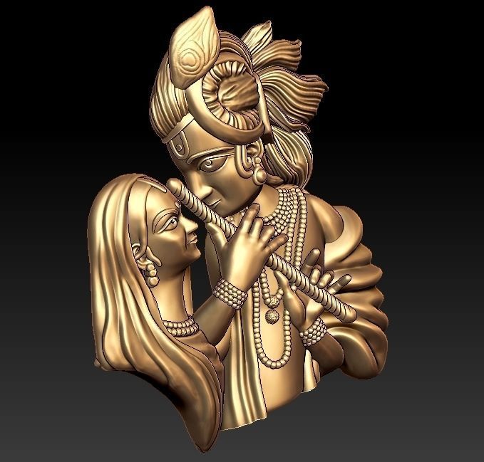 Radha Krishna Pendant 3D print model_2