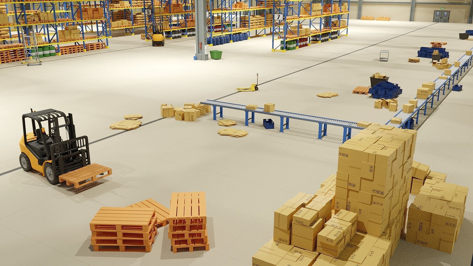 Industrial Warehouse pack Low-poly 3D model_3