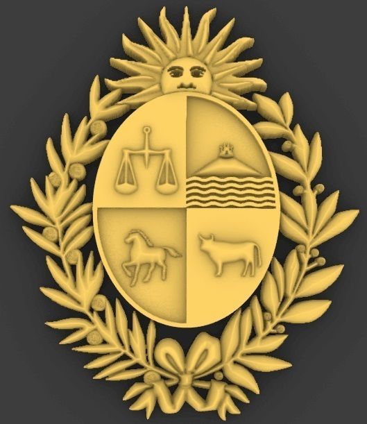 Escudo de Uruguay Coat of Arms Uruguay 3D print model_5