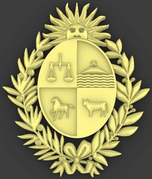 Escudo de Uruguay Coat of Arms Uruguay 3D print model_4