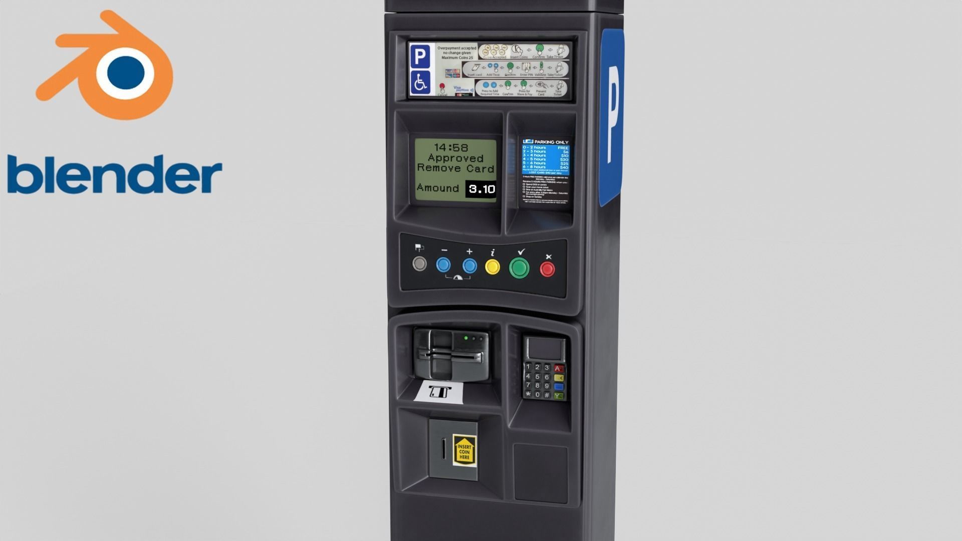 Parking Meter Low-poly 3D model_7