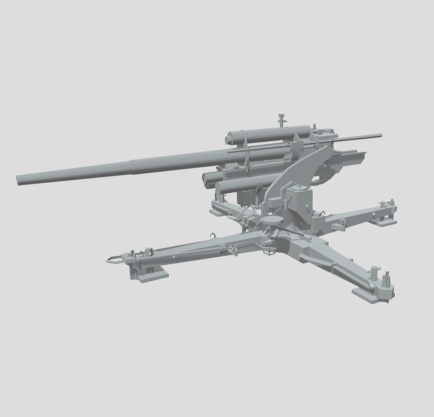 GERMAN 88 CM FLAK WW2 AA GUN 3D model_1