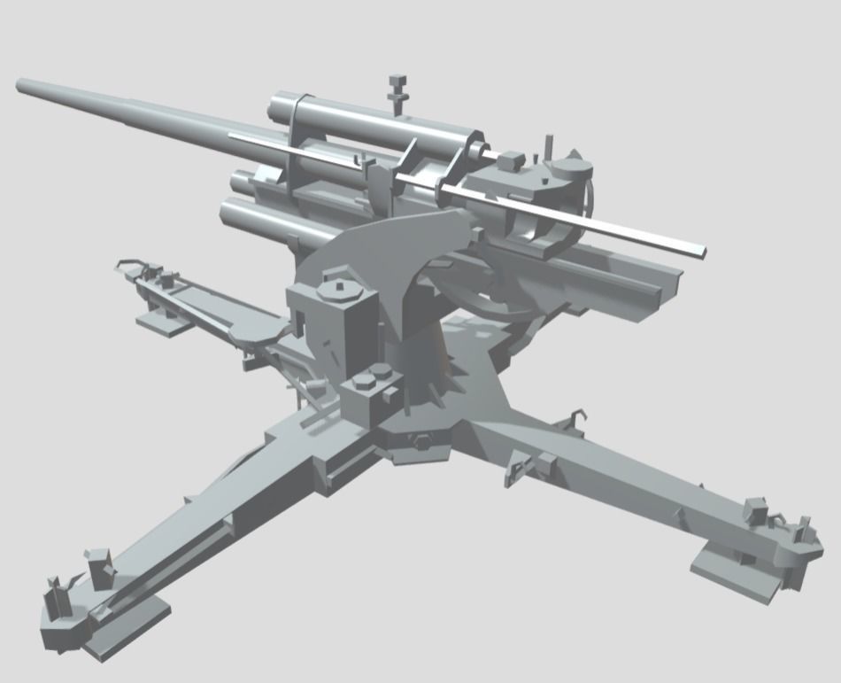 GERMAN 88 CM FLAK WW2 AA GUN 3D model_4
