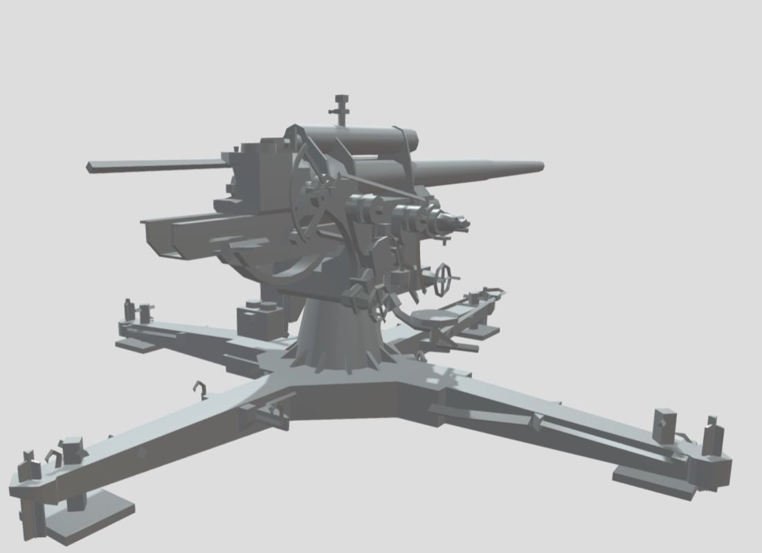 GERMAN 88 CM FLAK WW2 AA GUN 3D model_3