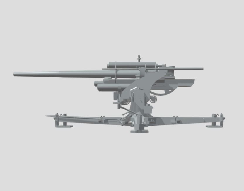 GERMAN 88 CM FLAK WW2 AA GUN 3D model_5
