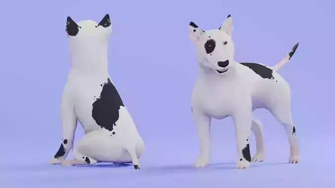 Low poly - Stylized dog - Bull Terrier