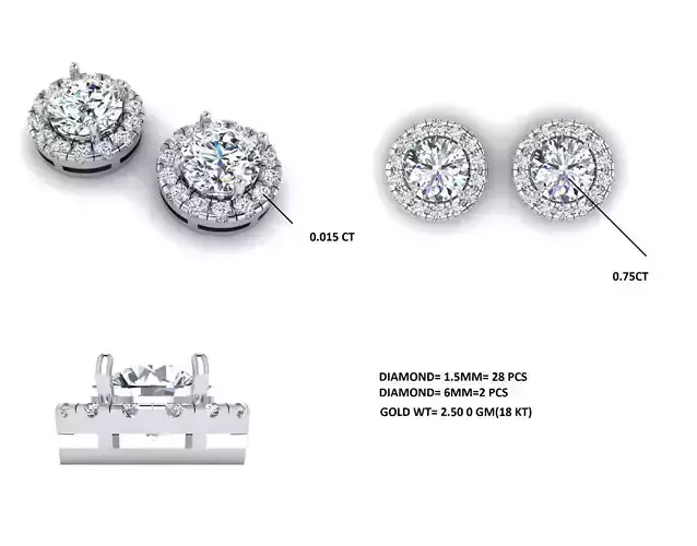 Diamond earring for women 3D model