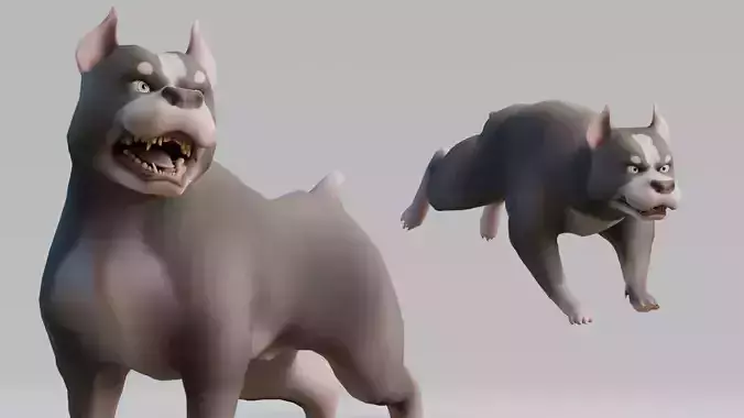 Low poly - Stylized dog - Pitbull Low-poly 3D model