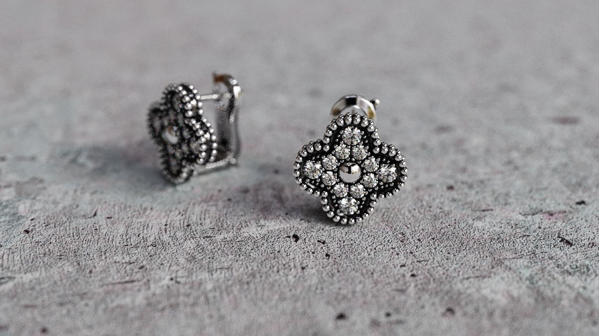 Van Cleef Earrings lightweight 3D print model_4