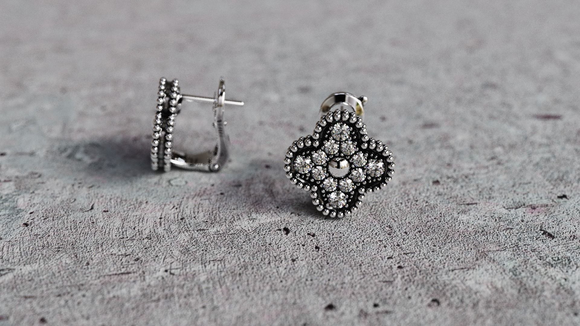 Van Cleef Earrings lightweight 3D print model_9