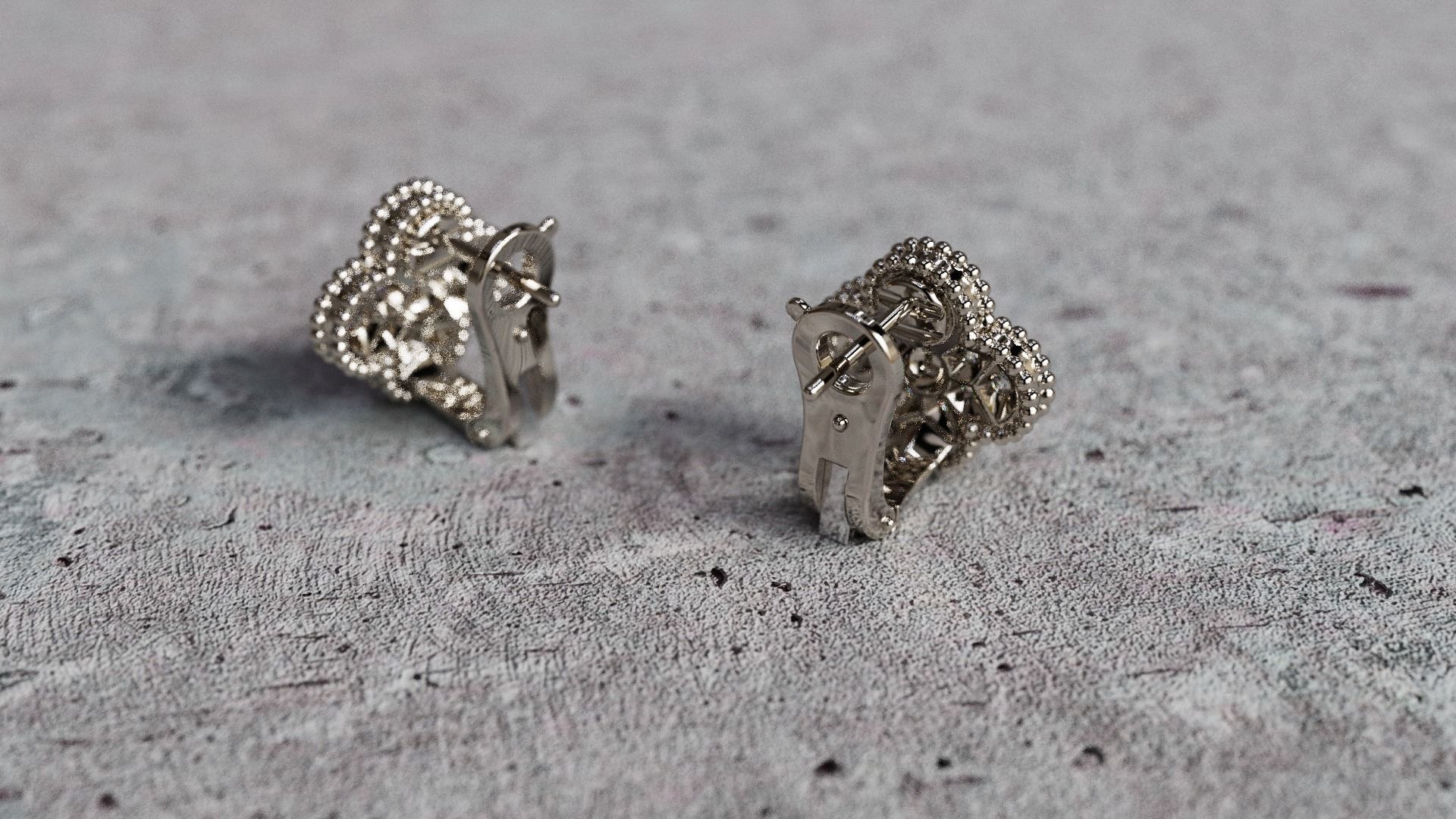 Van Cleef Earrings lightweight 3D print model_18