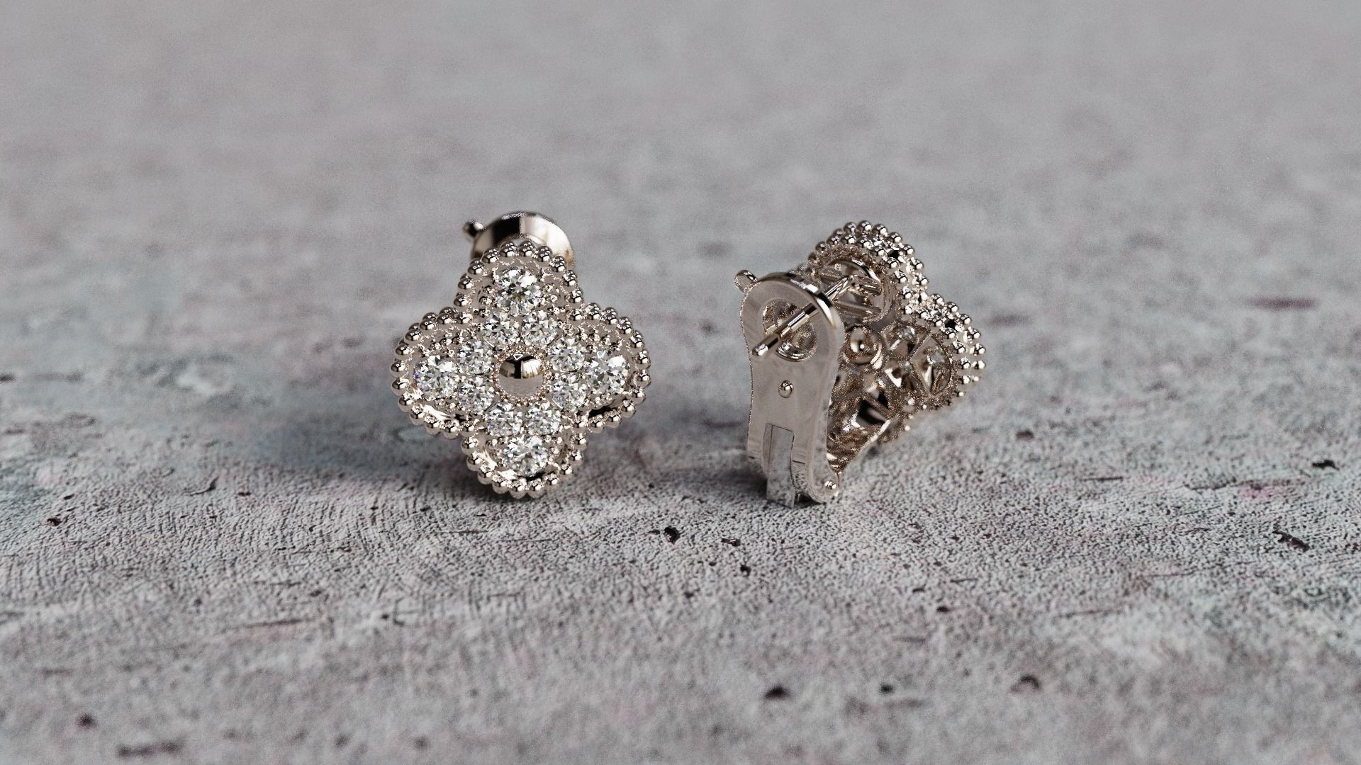 Van Cleef Earrings lightweight 3D print model_22