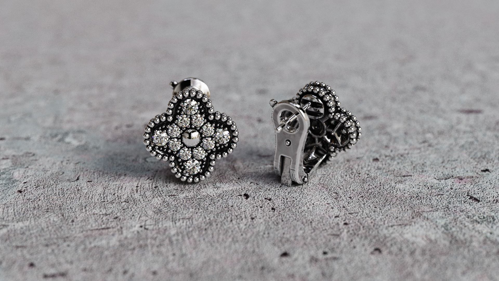 Van Cleef Earrings lightweight 3D print model_24