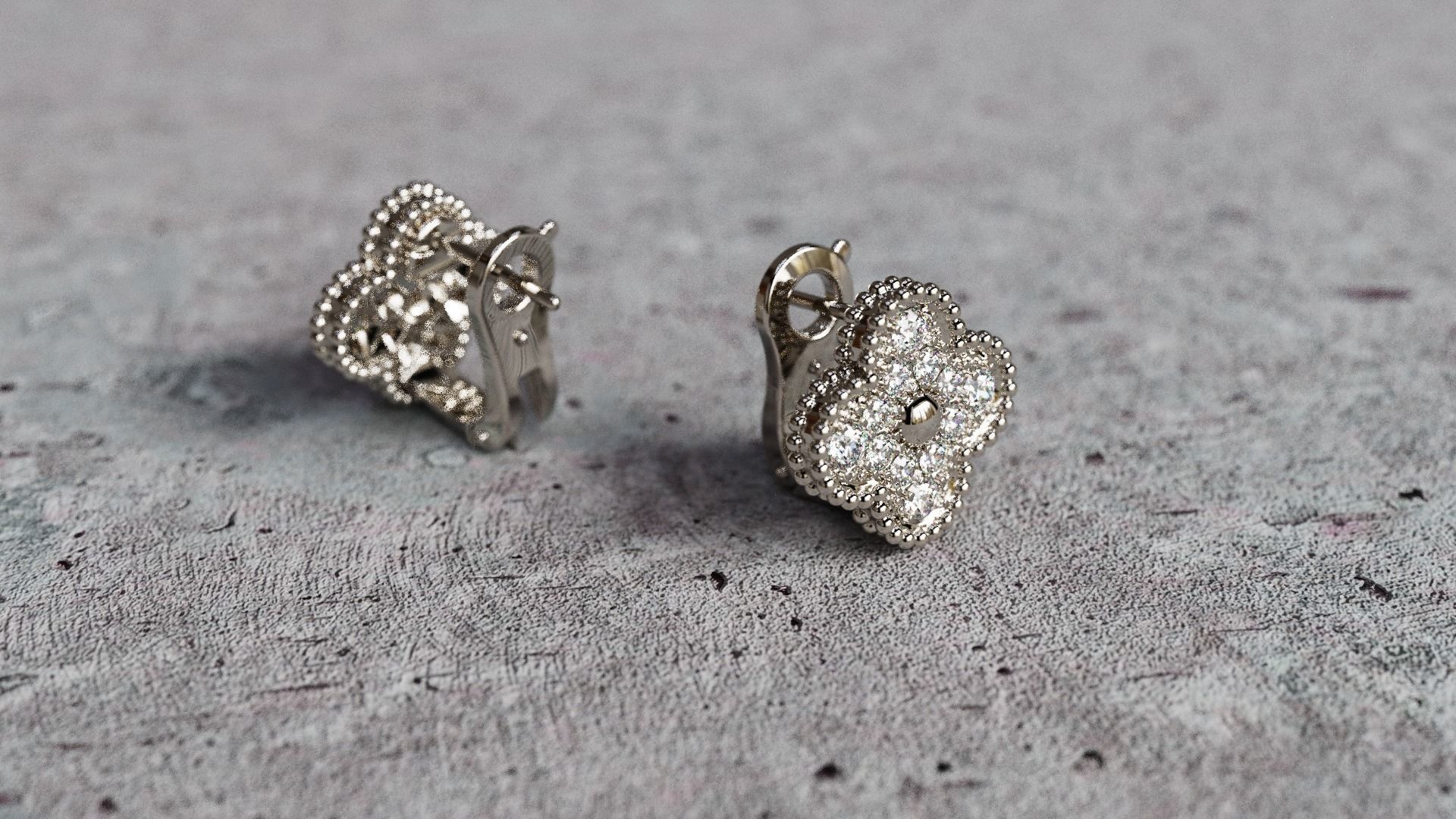 Van Cleef Earrings lightweight 3D print model_13