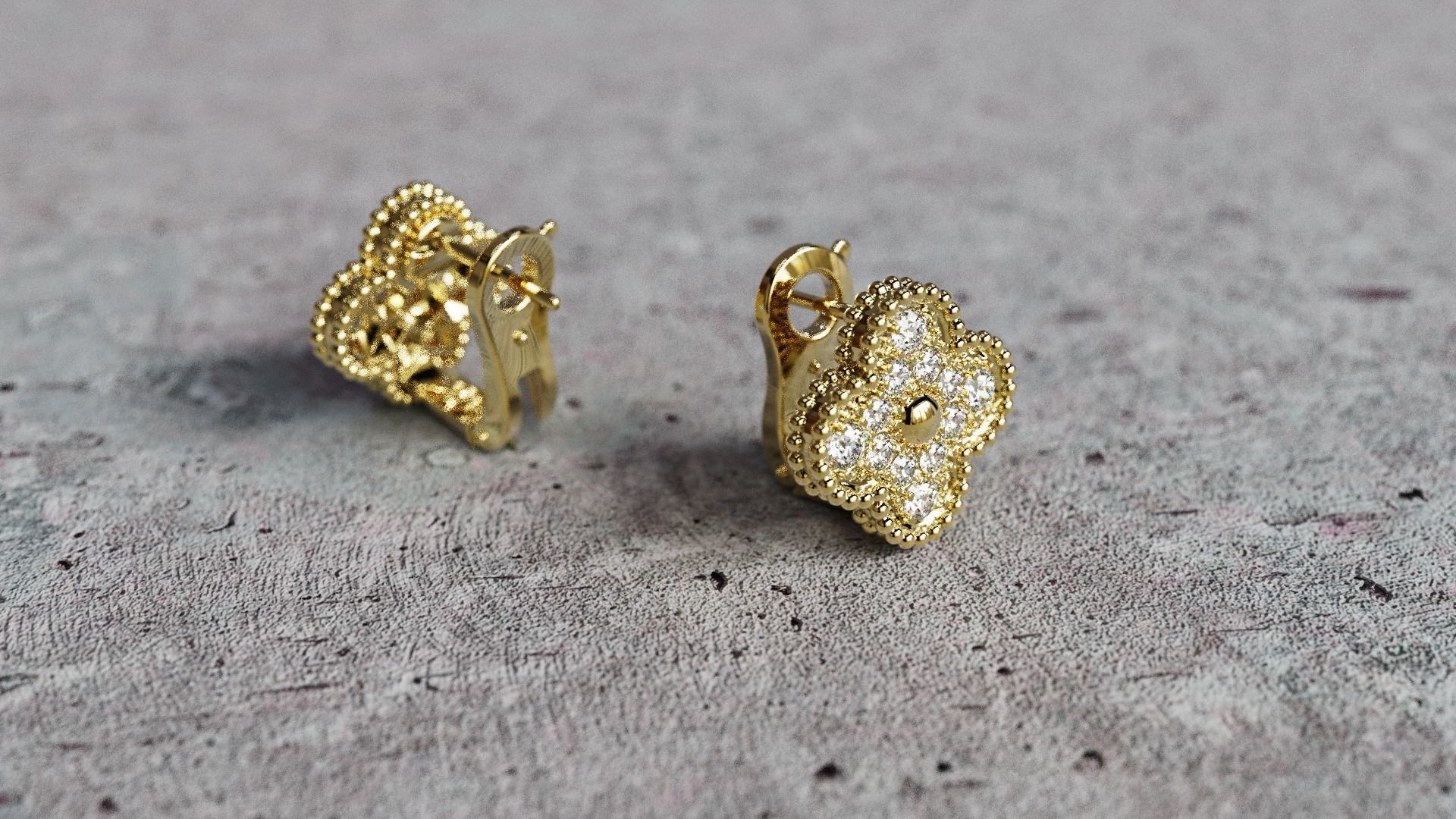 Van Cleef Earrings lightweight 3D print model_11