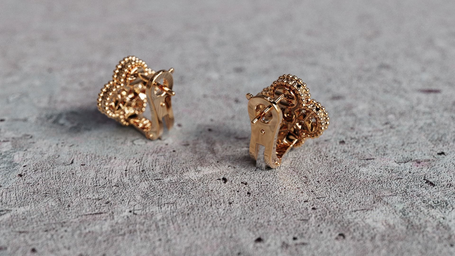 Van Cleef Earrings lightweight 3D print model_15