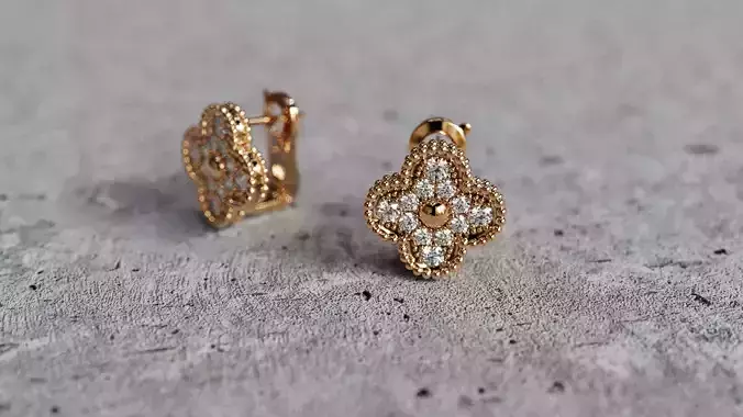 Van Cleef Earrings lightweight 3D print model
