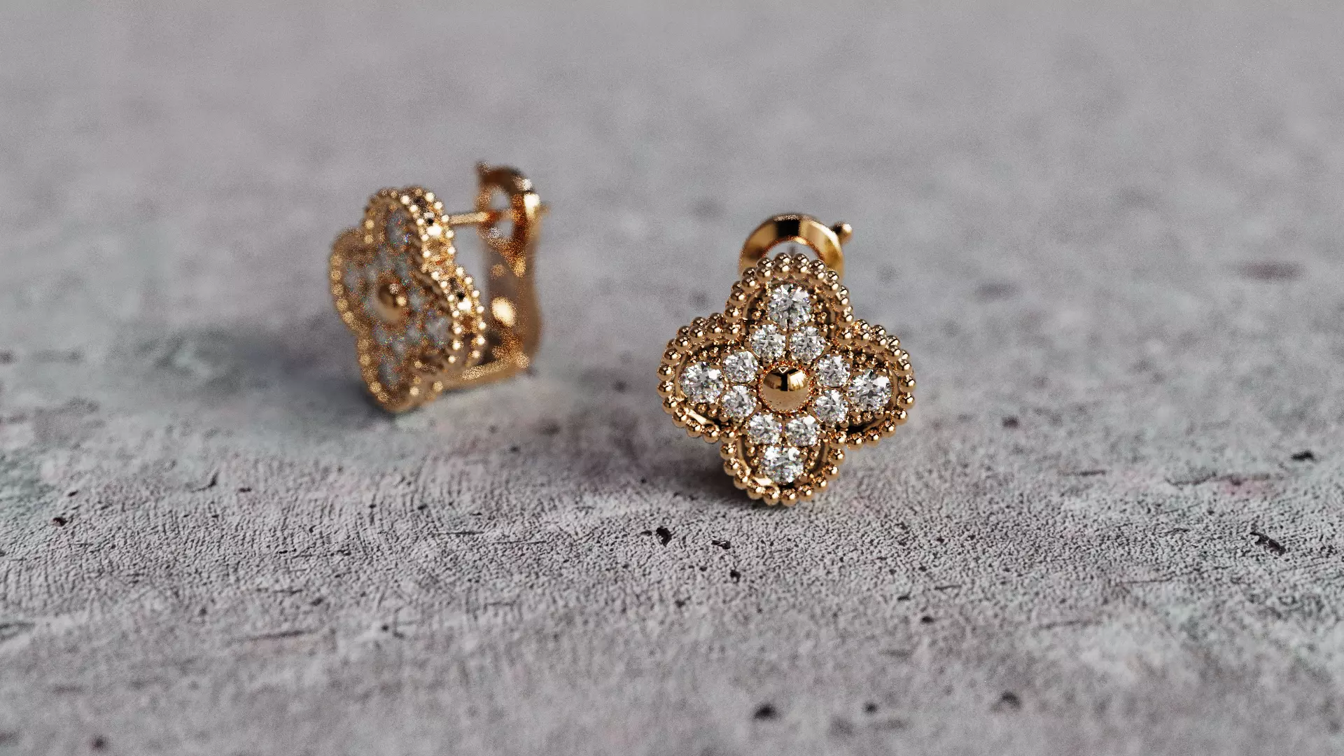 Van Cleef Earrings lightweight 3D print model_0