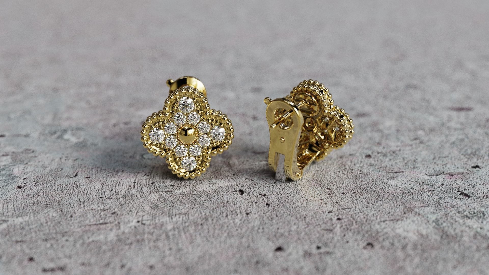 Van Cleef Earrings lightweight 3D print model_21