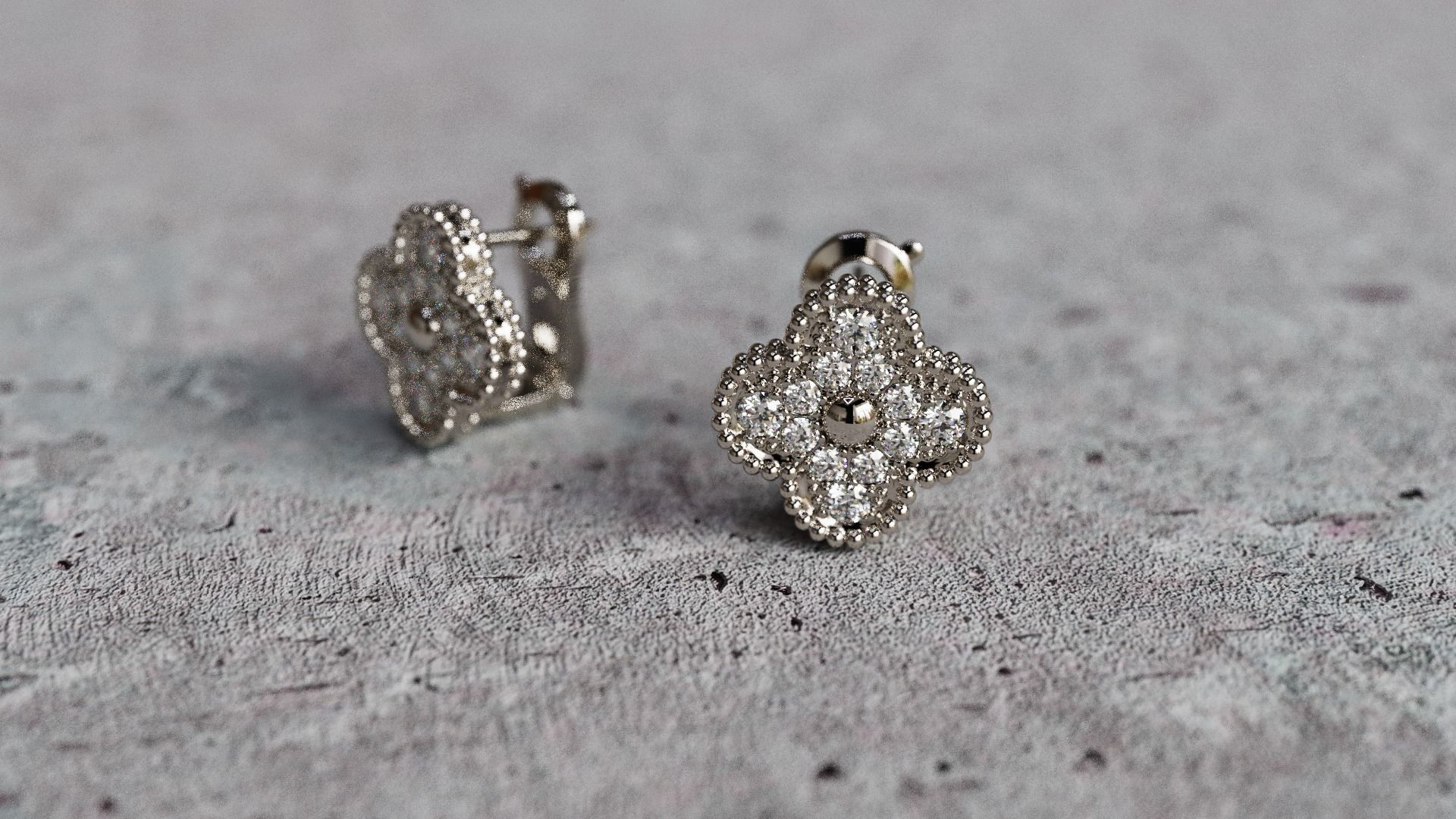 Van Cleef Earrings lightweight 3D print model_3