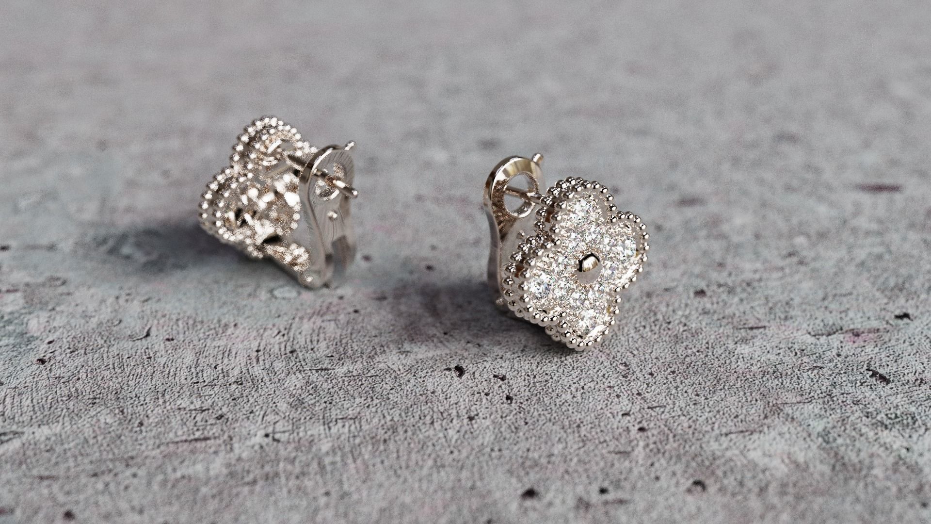 Van Cleef Earrings lightweight 3D print model_12