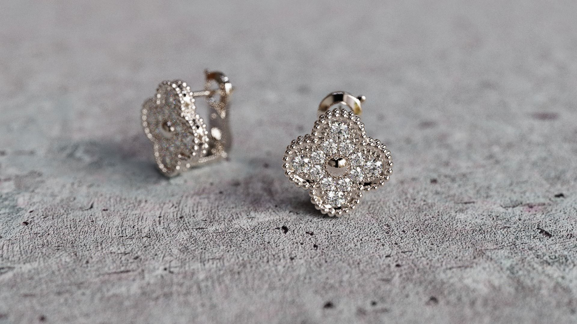 Van Cleef Earrings lightweight 3D print model_2