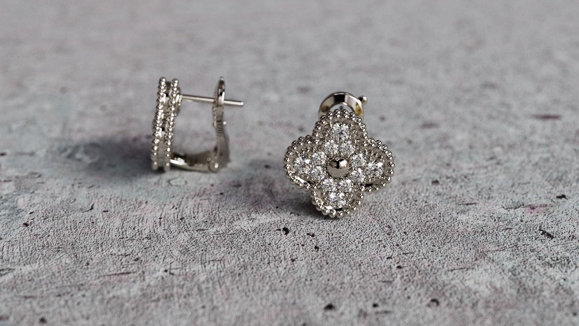 Van Cleef Earrings lightweight 3D print model_8