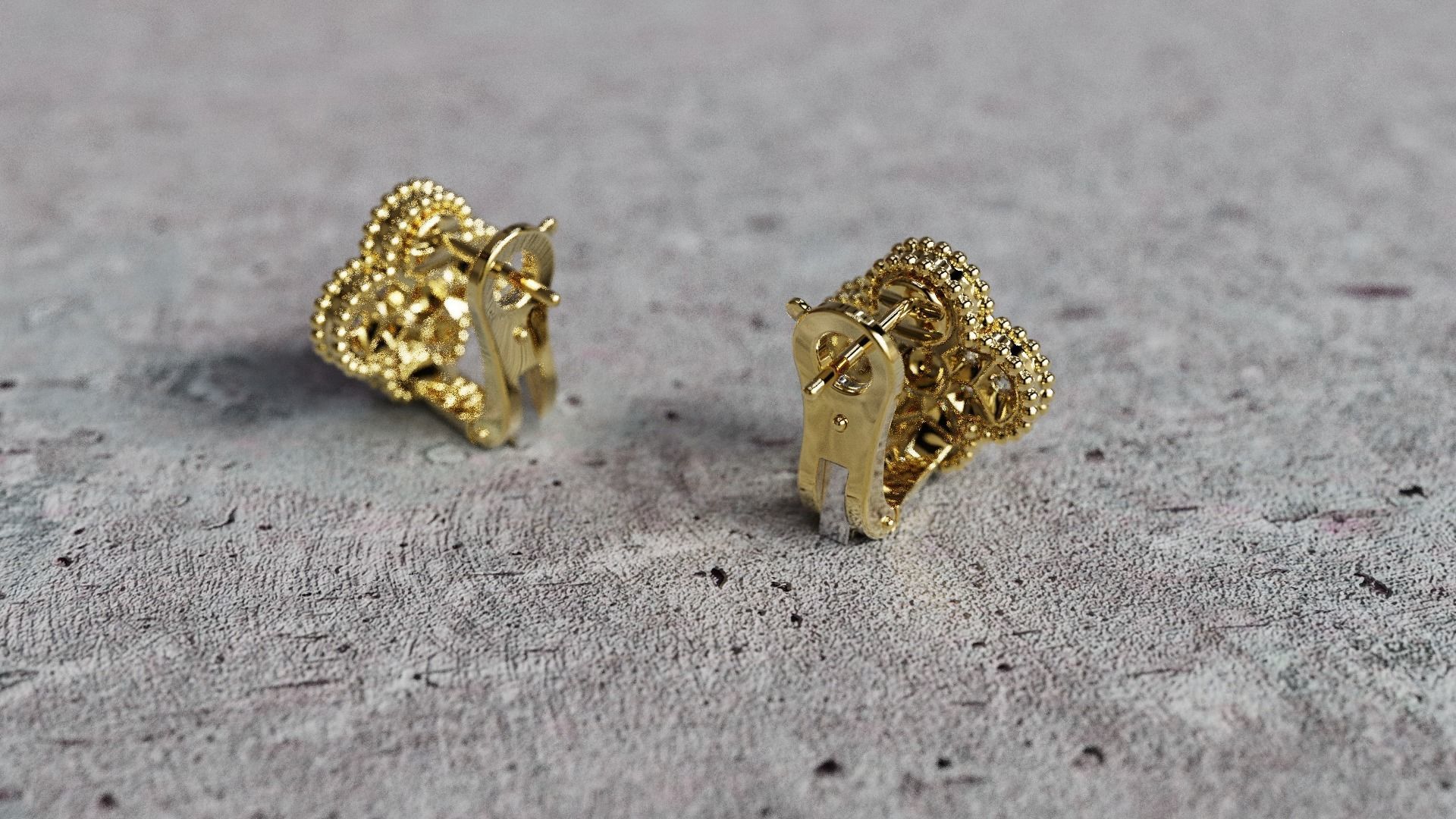 Van Cleef Earrings lightweight 3D print model_16