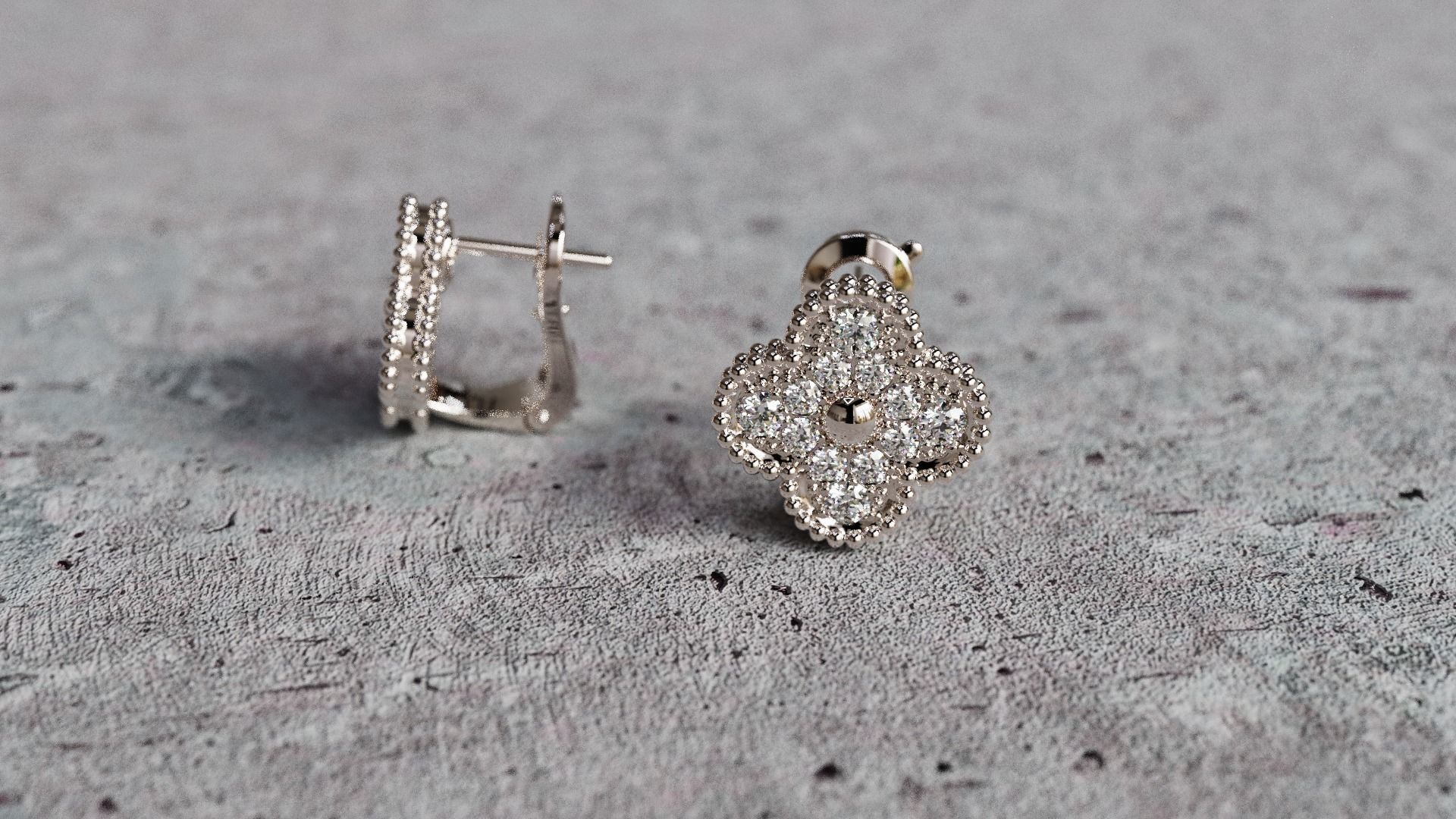 Van Cleef Earrings lightweight 3D print model_7