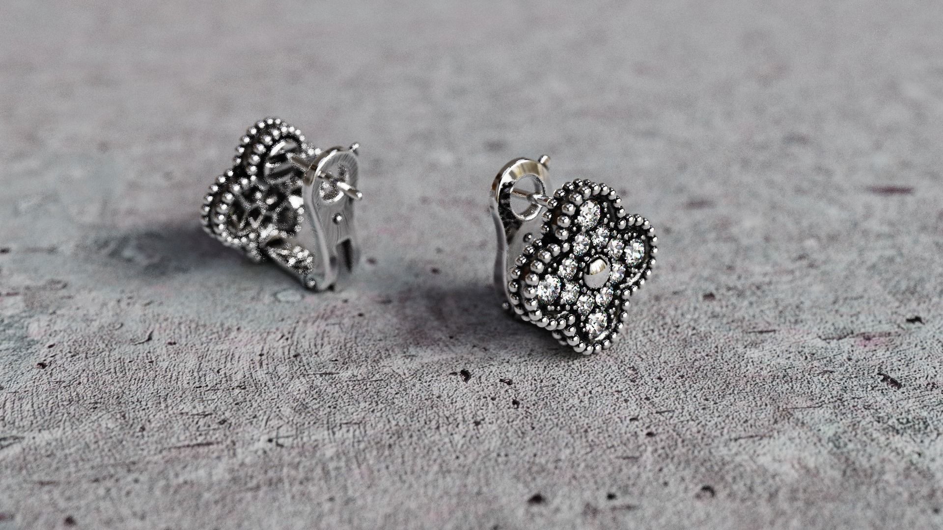 Van Cleef Earrings lightweight 3D print model_14