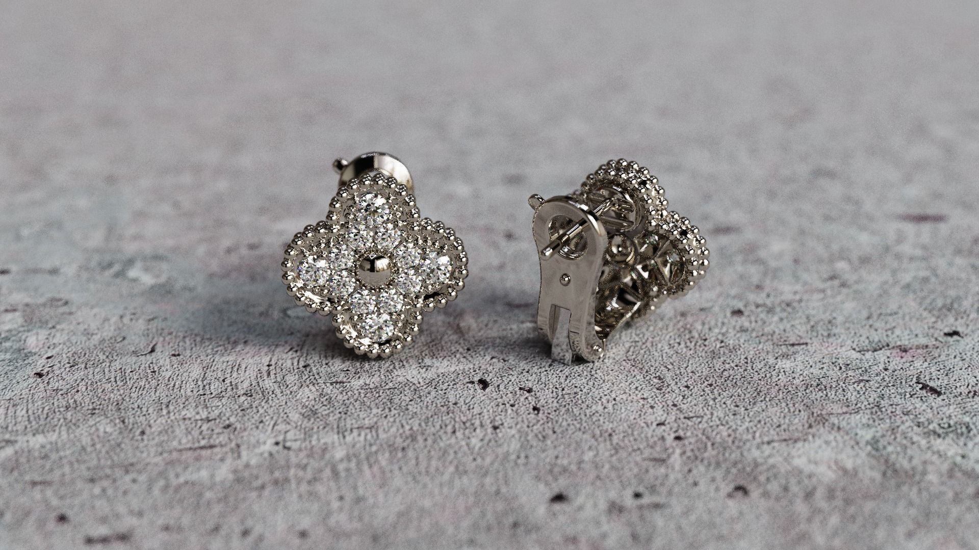 Van Cleef Earrings lightweight 3D print model_23