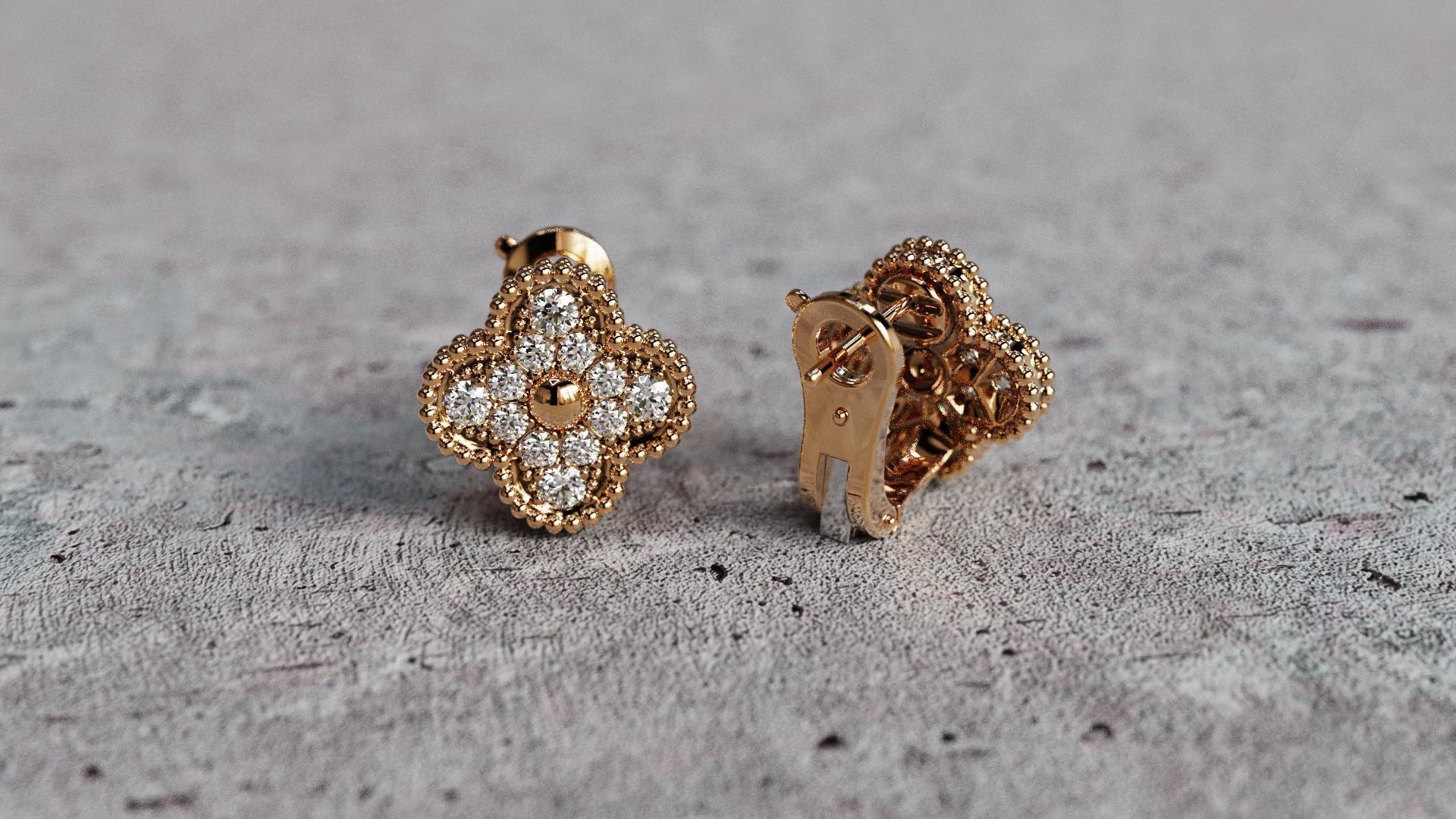 Van Cleef Earrings lightweight 3D print model_20