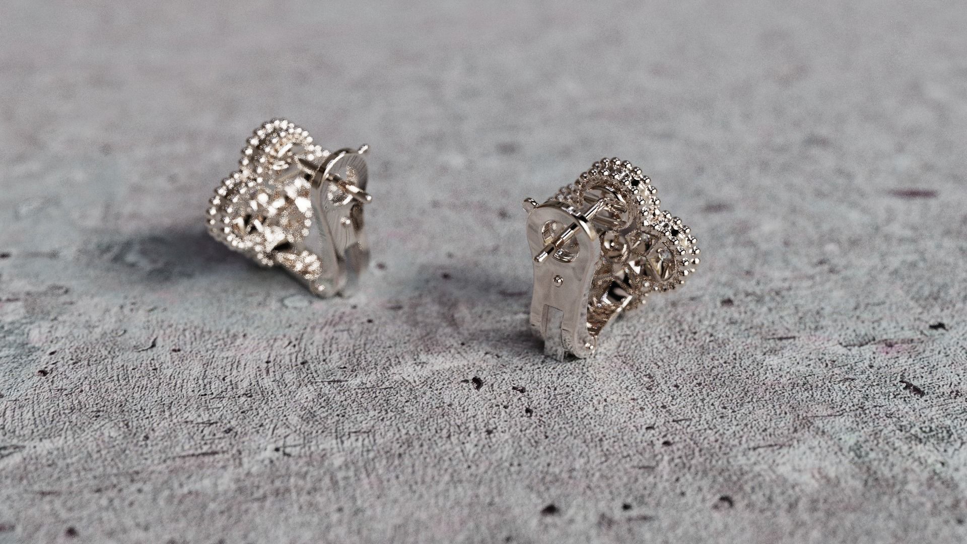 Van Cleef Earrings lightweight 3D print model_17