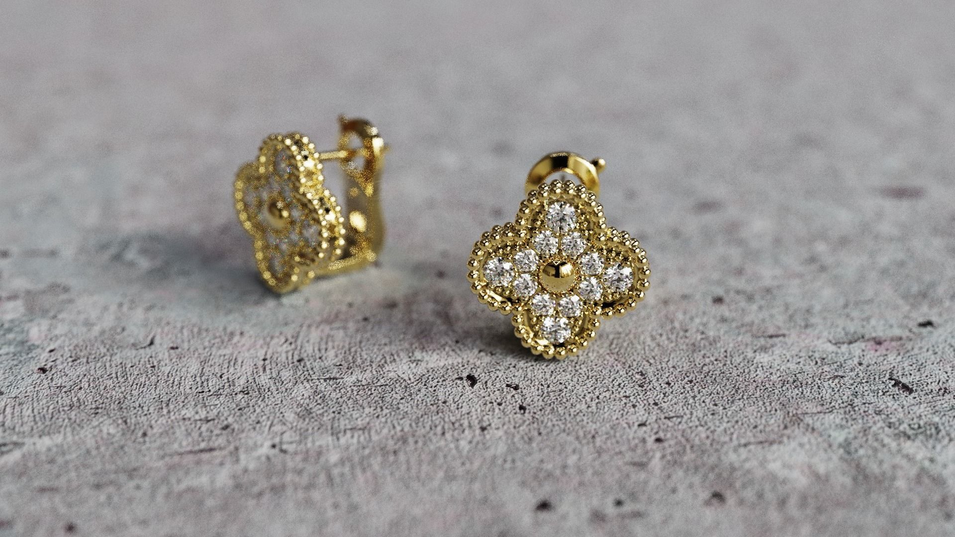 Van Cleef Earrings lightweight 3D print model_1