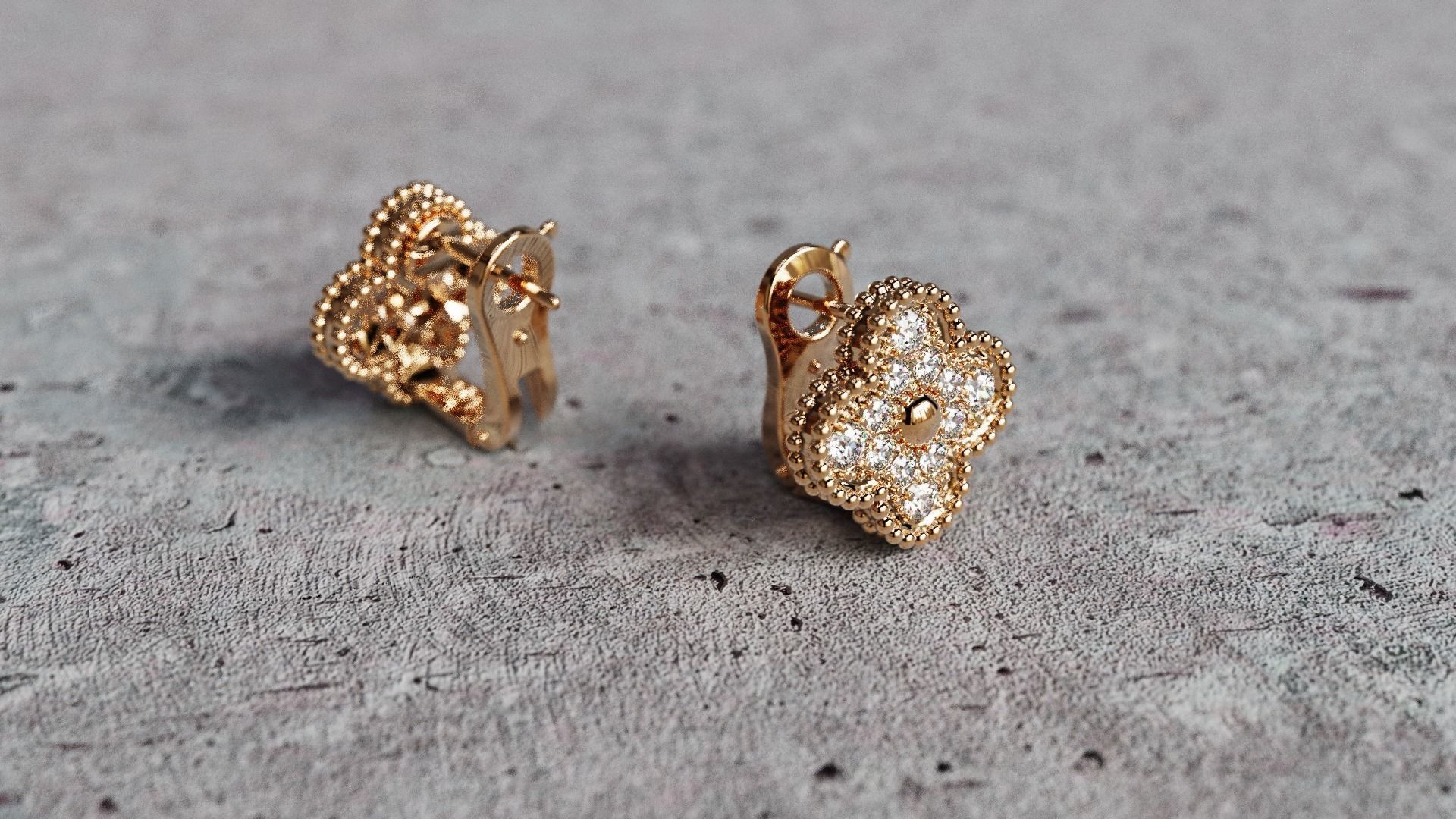 Van Cleef Earrings lightweight 3D print model_10