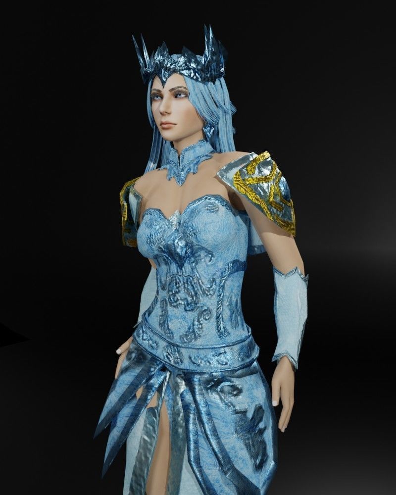 Ice Queen Game Character Low-poly 3D model_15