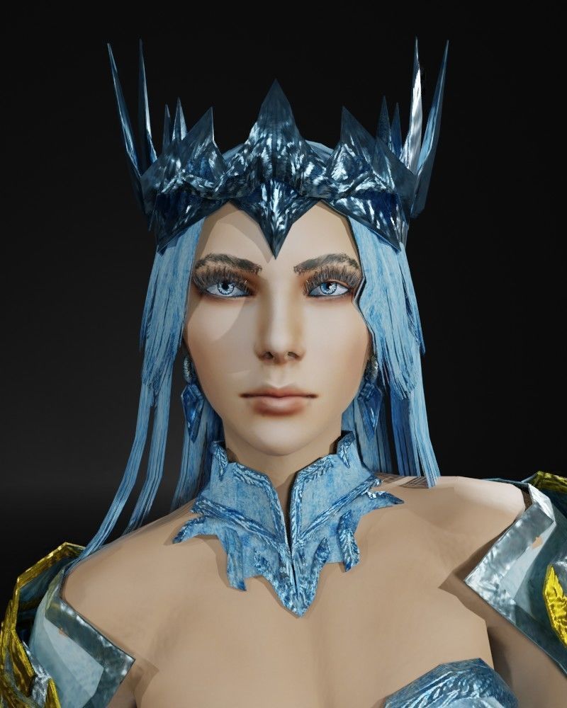 Ice Queen Game Character Low-poly 3D model_7