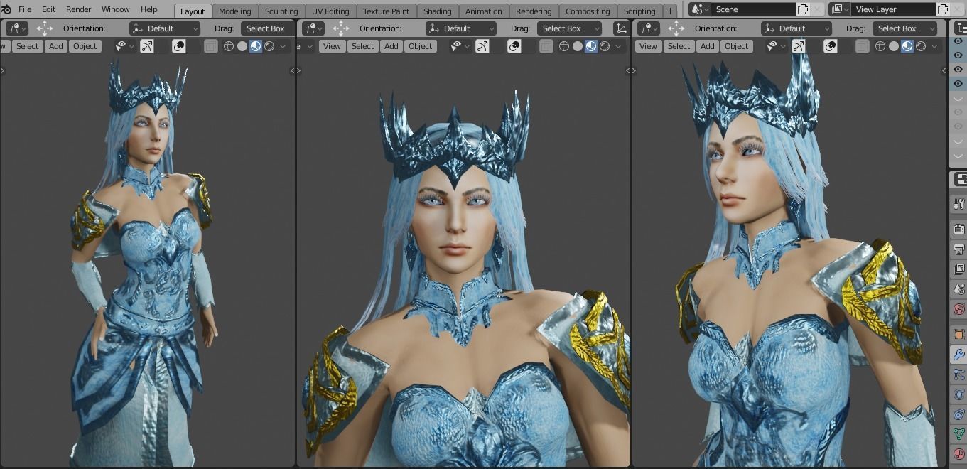 Ice Queen Game Character Low-poly 3D model_6