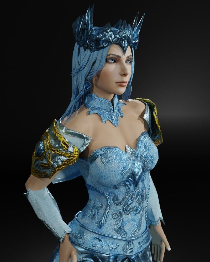 Ice Queen Game Character Low-poly 3D model_2