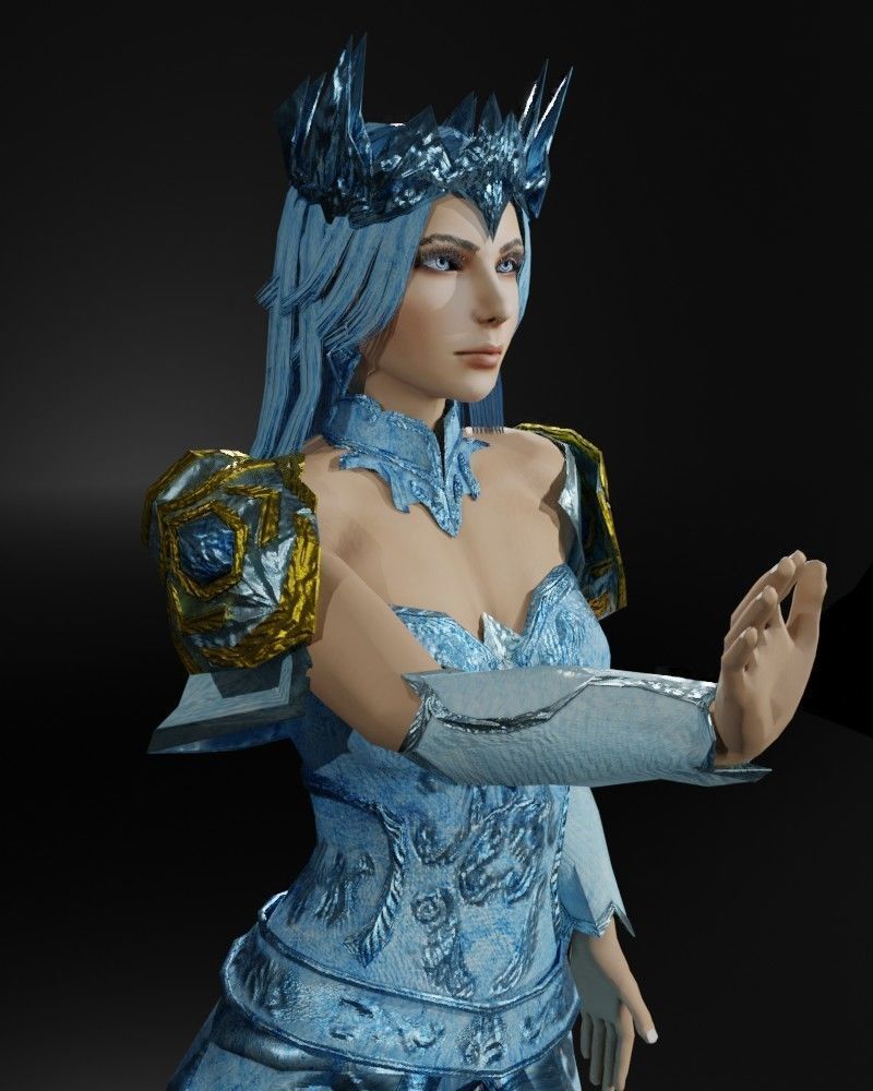 Ice Queen Game Character Low-poly 3D model_12