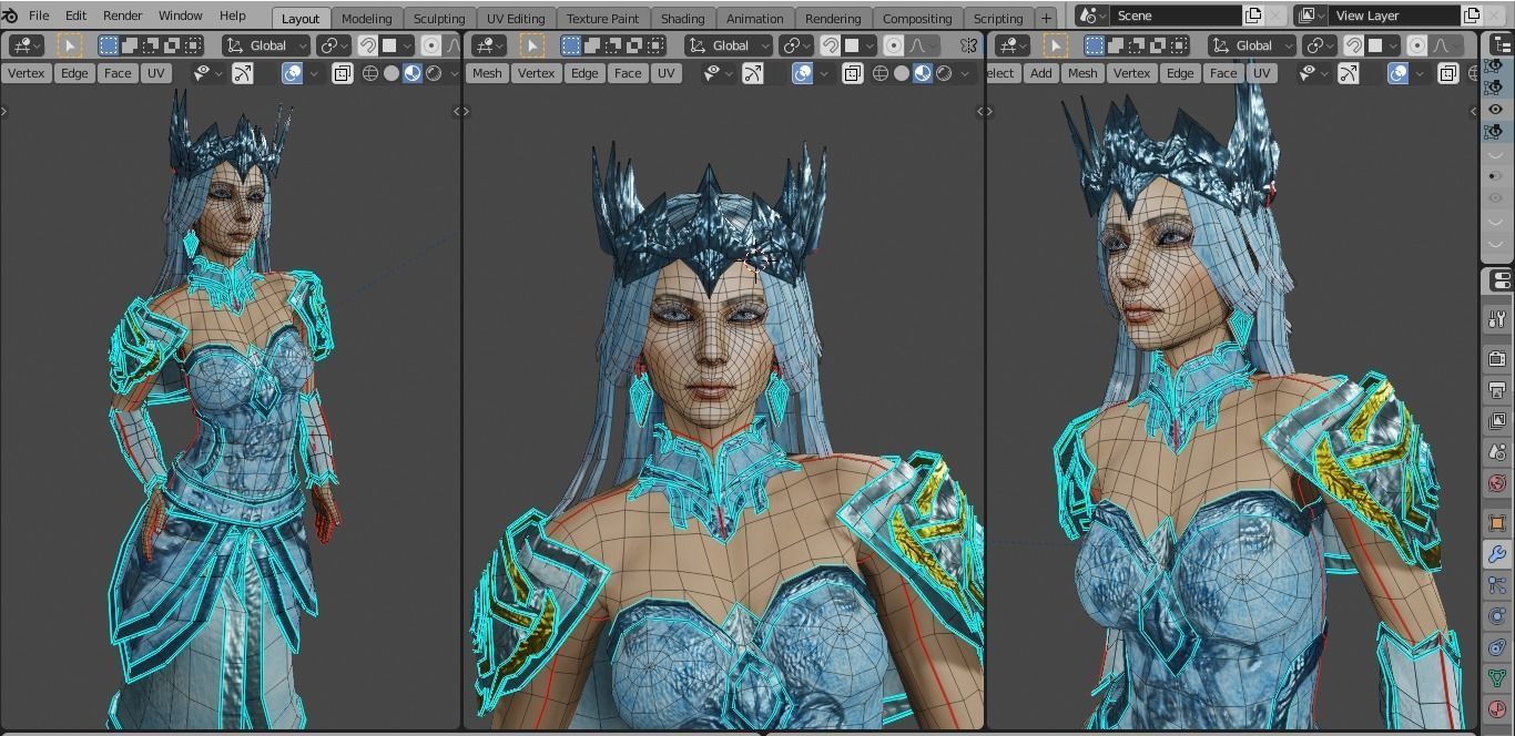 Ice Queen Game Character Low-poly 3D model_4